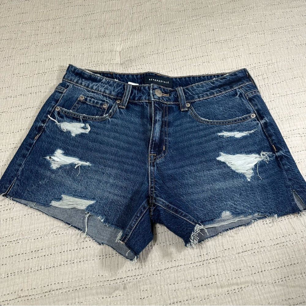 Aeropostale Blue Distressed Denim Shorts